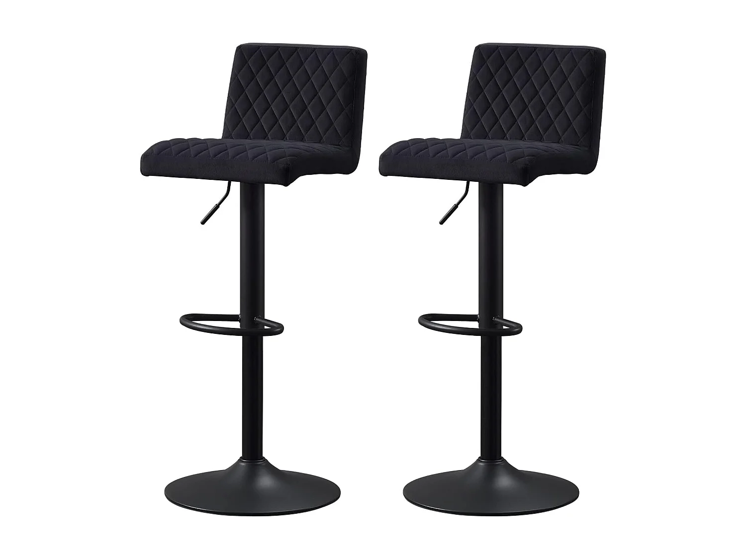Lot de 2 Tabourets de Bar avec Dossier,Hauteur Réglable ,Repose-Pieds,360° Rotation, pour Bistrots,Bar ou Bureau (2, Noir)