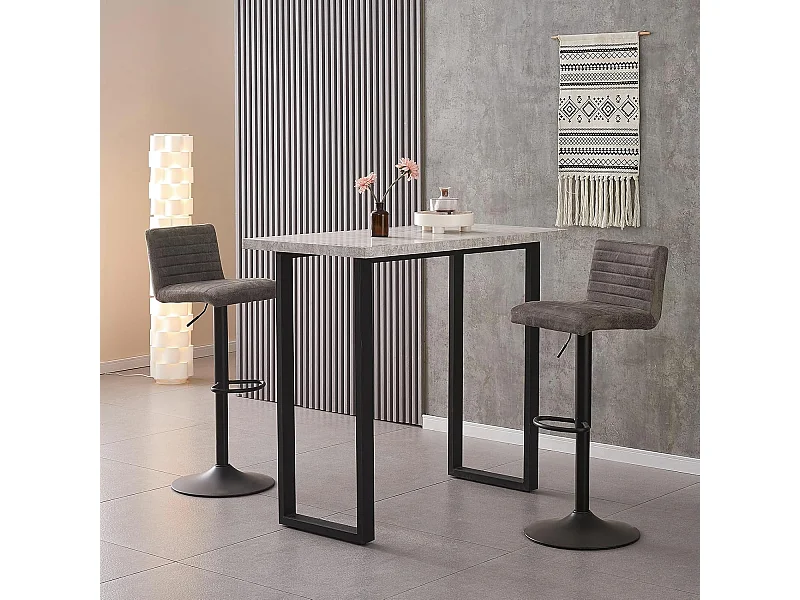 Lot de 2 Tabourets de Bar avec Dossier,Hauteur Réglable ,Repose-Pieds,360° Rotation, pour Bistrots,Bar ou Bureau (2, Gris Cuir)