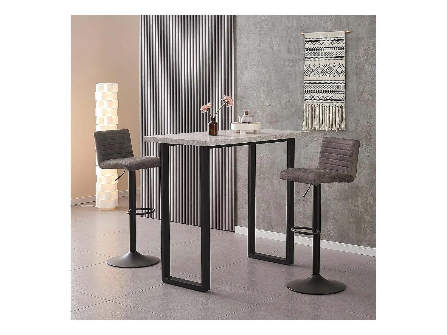 Lot de 2 Tabourets de Bar avec Dossier,Hauteur Réglable ,Repose-Pieds,360° Rotation, pour Bistrots,Bar ou Bureau (2, Gris Cuir)
