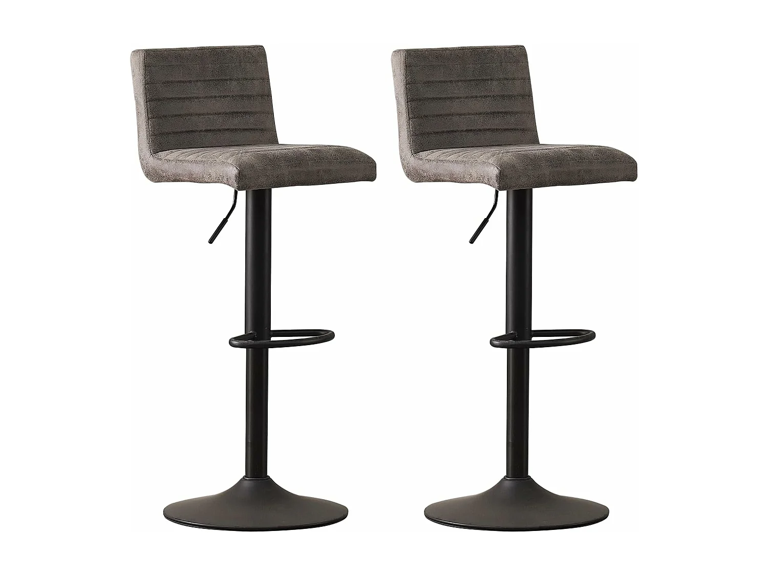 Lot de 2 Tabourets de Bar avec Dossier,Hauteur Réglable ,Repose-Pieds,360° Rotation, pour Bistrots,Bar ou Bureau (2, Gris Cuir)