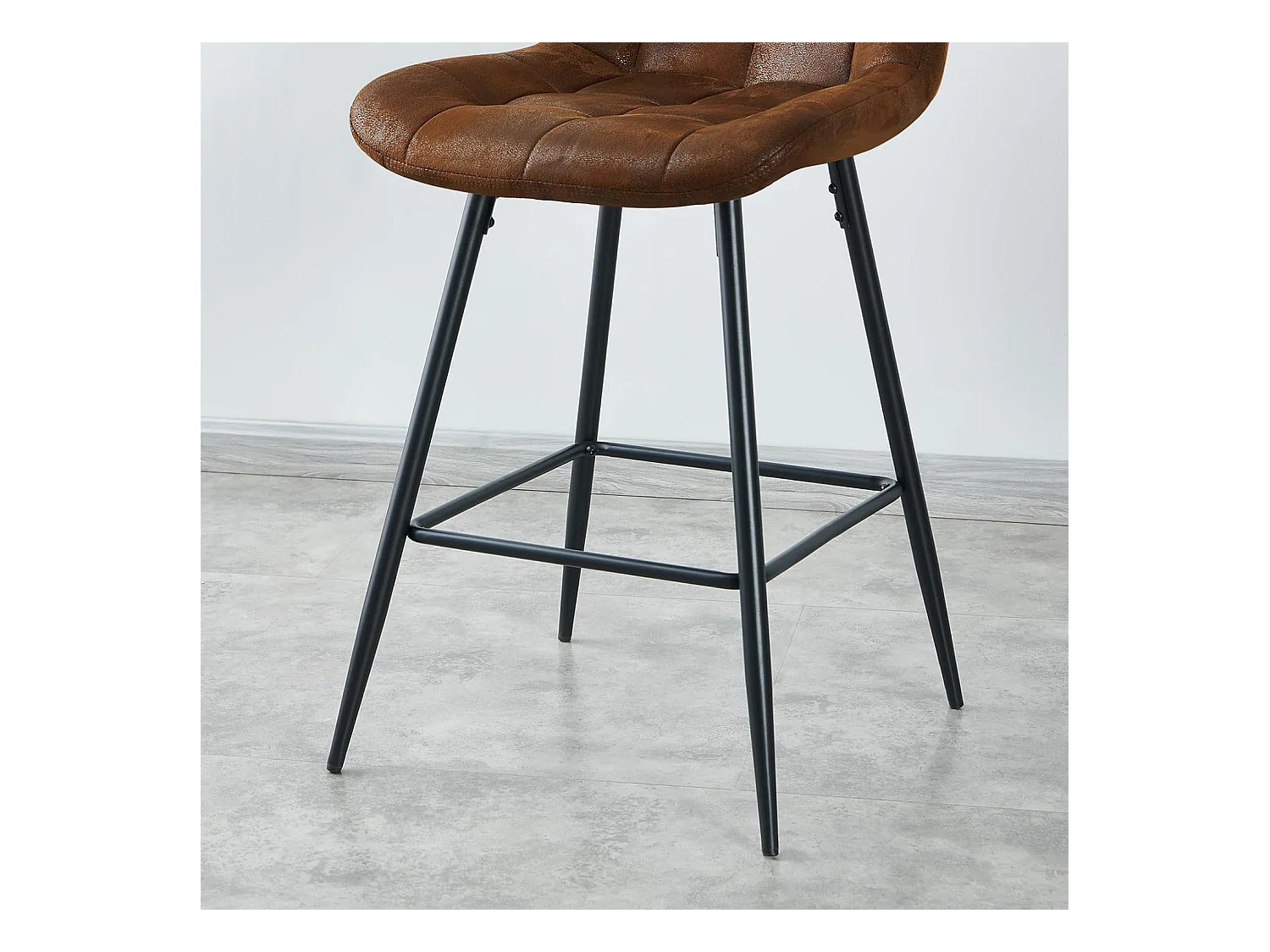 Lot de 2 Tabouret de Bar Haut,Chaise de Bar avec Dossier et Repose-Pieds en métal, avec Rembourrage, pour Bar, Cuisine, Salle à Manger (2, PU Braun)
