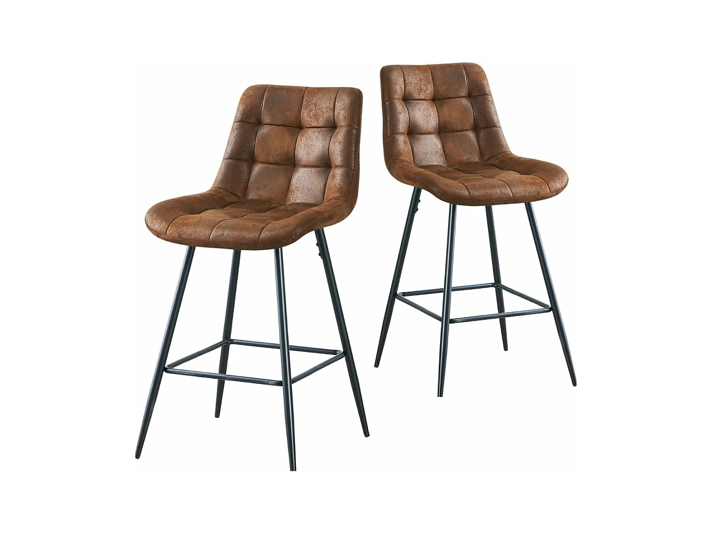 Lot de 2 Tabouret de Bar Haut,Chaise de Bar avec Dossier et Repose-Pieds en métal, avec Rembourrage, pour Bar, Cuisine, Salle à Manger (2, PU Braun)