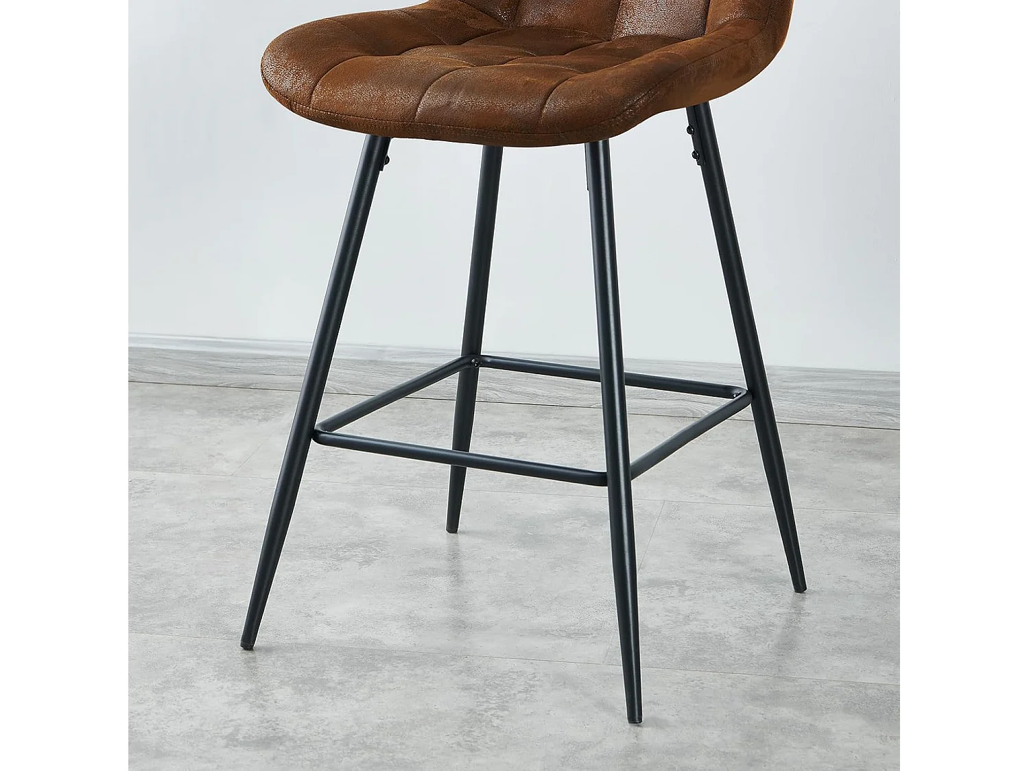 Lot de 2 Tabouret de Bar Haut,Chaise de Bar avec Dossier et Repose-Pieds en métal, avec Rembourrage, pour Bar, Cuisine, Salle à Manger (2, PU Braun)