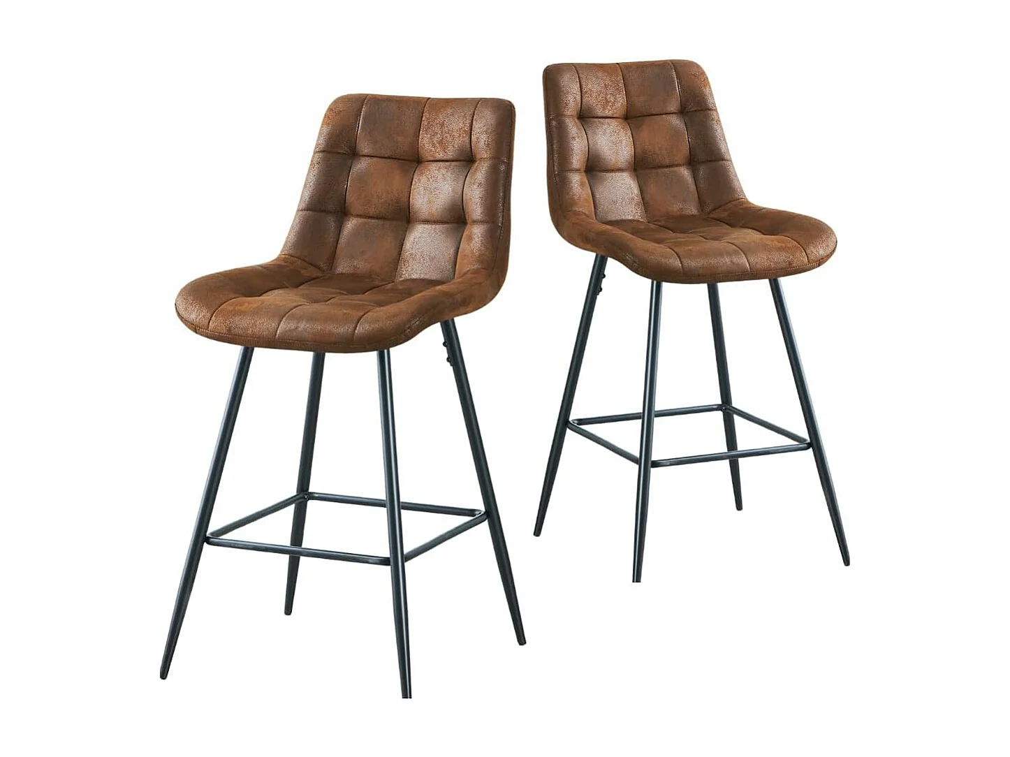 Lot de 2 Tabouret de Bar Haut,Chaise de Bar avec Dossier et Repose-Pieds en métal, avec Rembourrage, pour Bar, Cuisine, Salle à Manger (2, PU Braun)