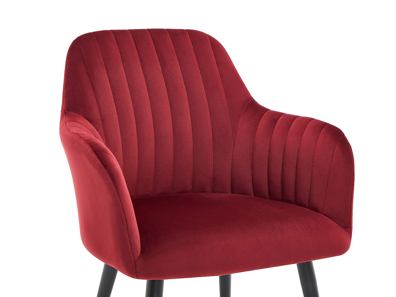 Lot de 2 chaises avec accoudoirs en velours et métal noir - Bordeaux - ELEANA