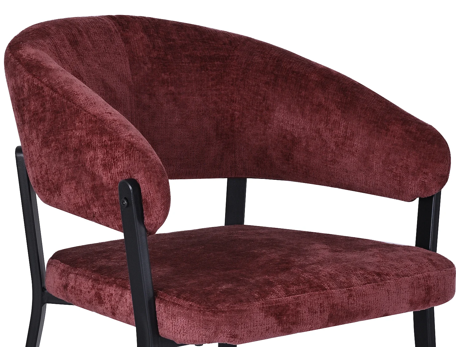 Set van 2 stoelen met armleuningen van getextureerde stof en zwart metaal - Bordeaux - AVRELA