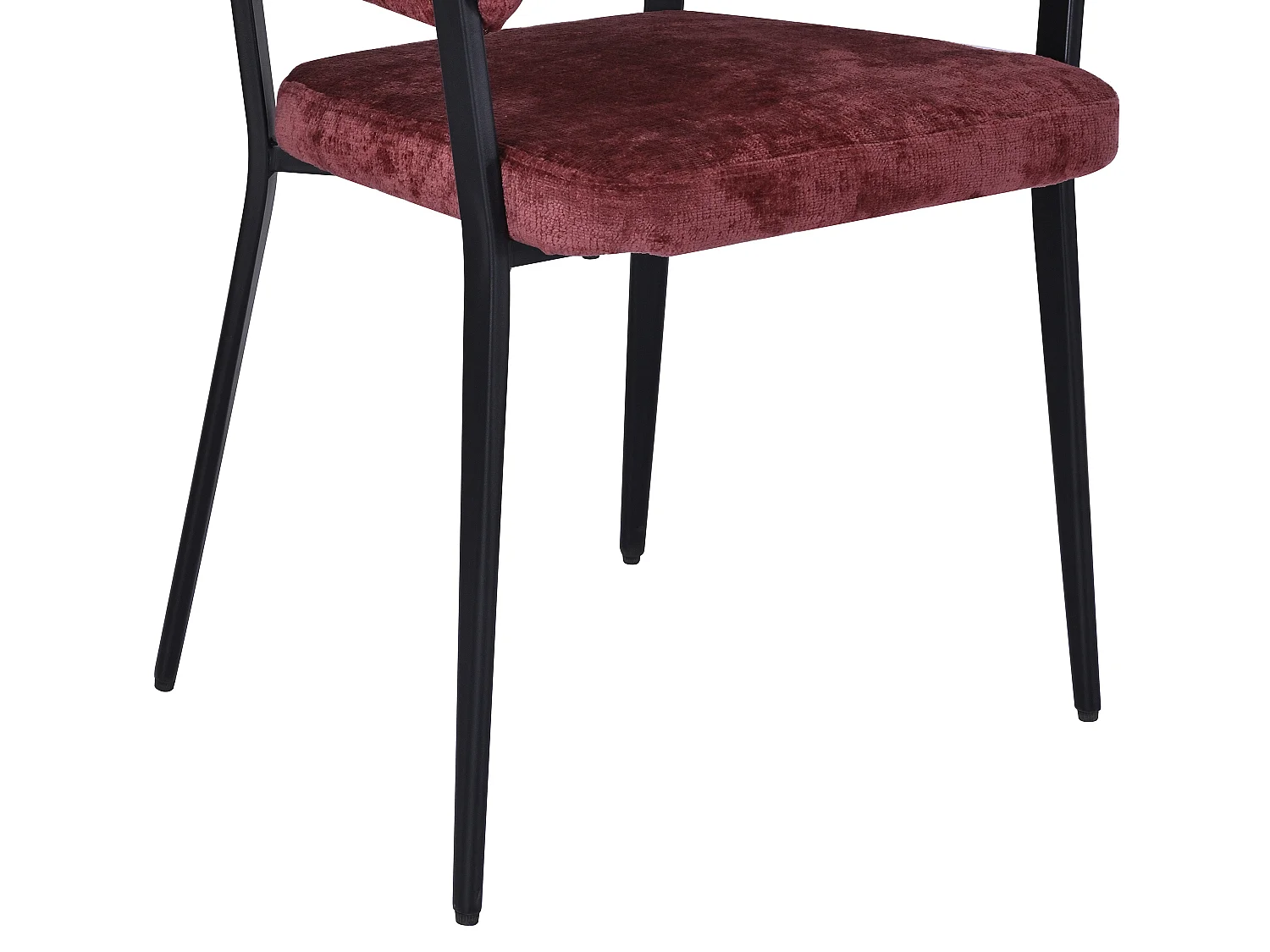 Set van 2 stoelen met armleuningen van getextureerde stof en zwart metaal - Bordeaux - AVRELA