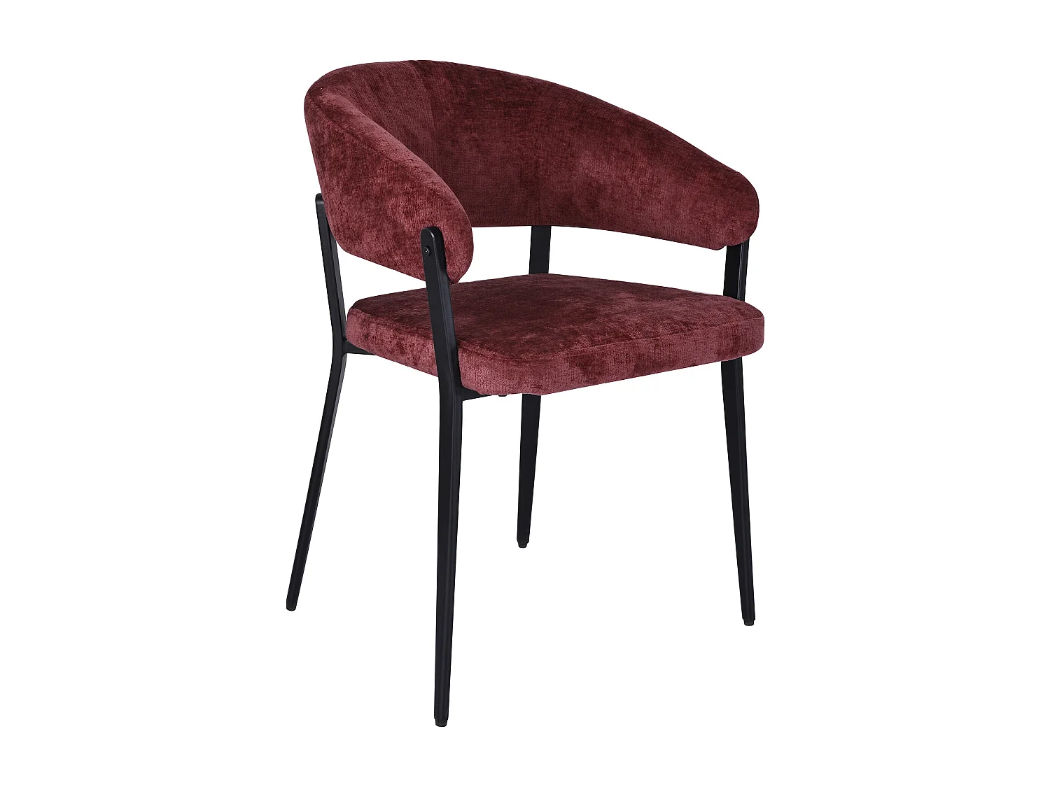 Set van 2 stoelen met armleuningen van getextureerde stof en zwart metaal - Bordeaux - AVRELA