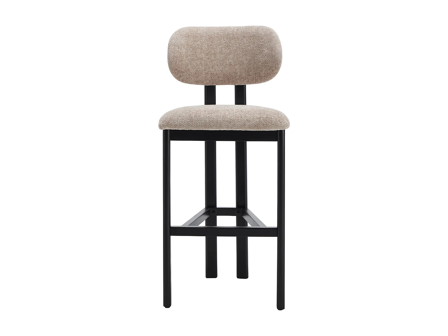 Lot de 2 tabourets de bar en tissu texturé et bois d'hévéa noir - Taupe - YELAZ