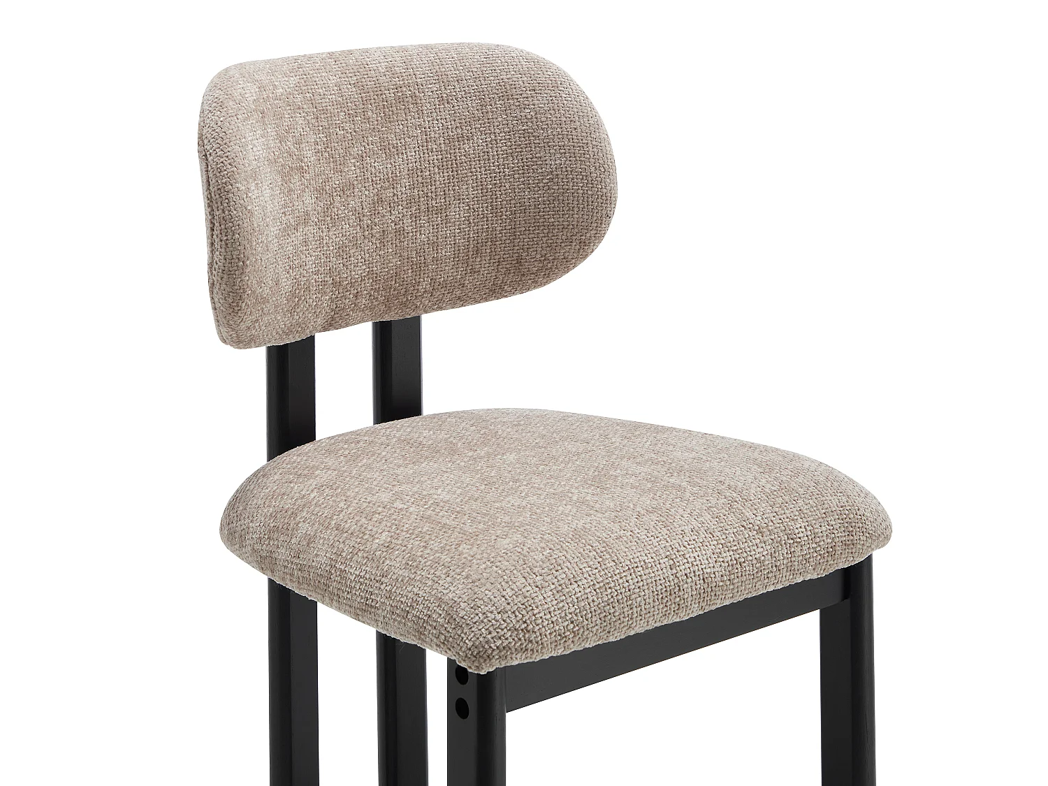 Lot de 2 tabourets de bar en tissu texturé et bois d'hévéa noir - Taupe - YELAZ
