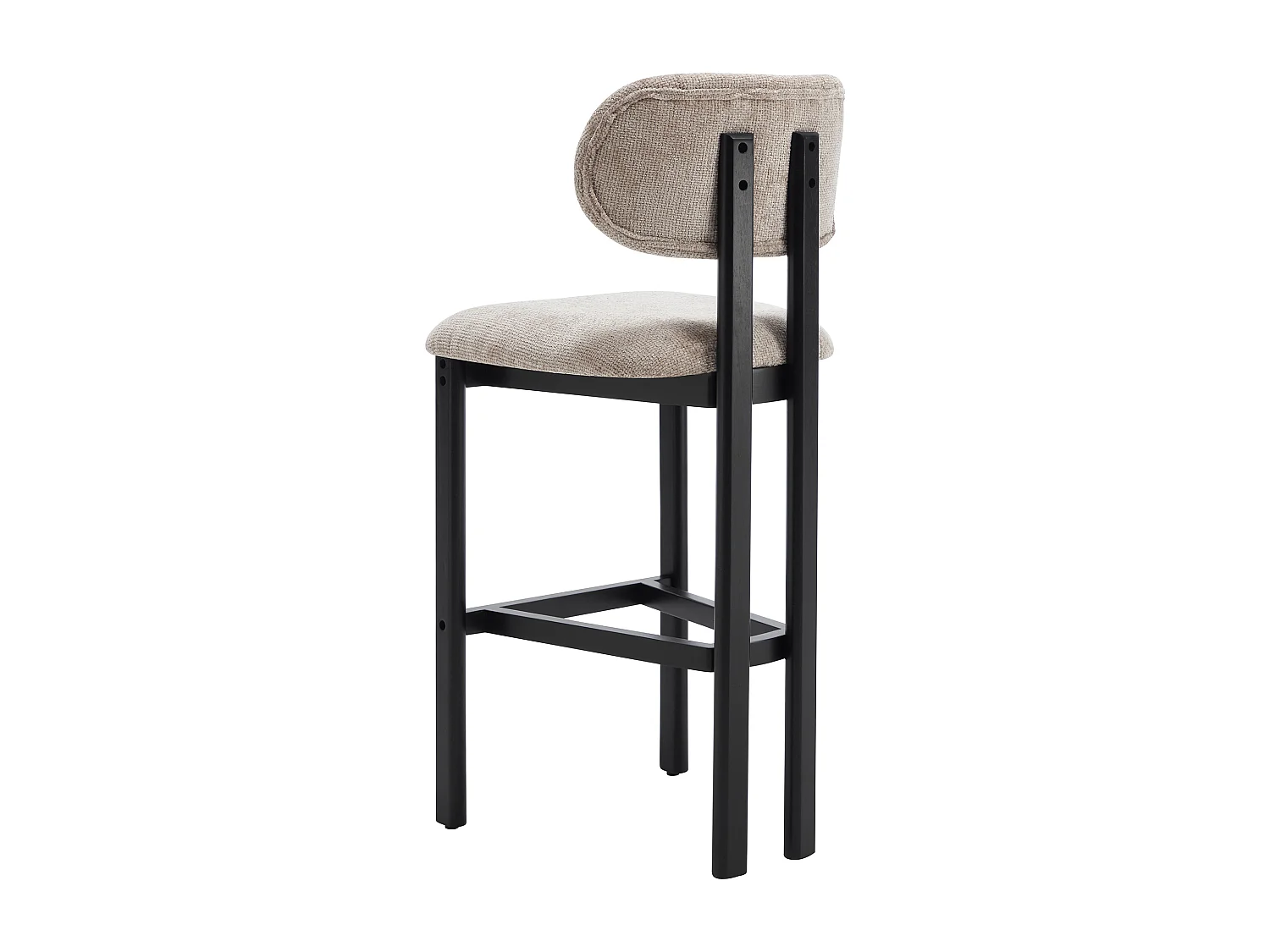 Lot de 2 tabourets de bar en tissu texturé et bois d'hévéa noir - Taupe - YELAZ