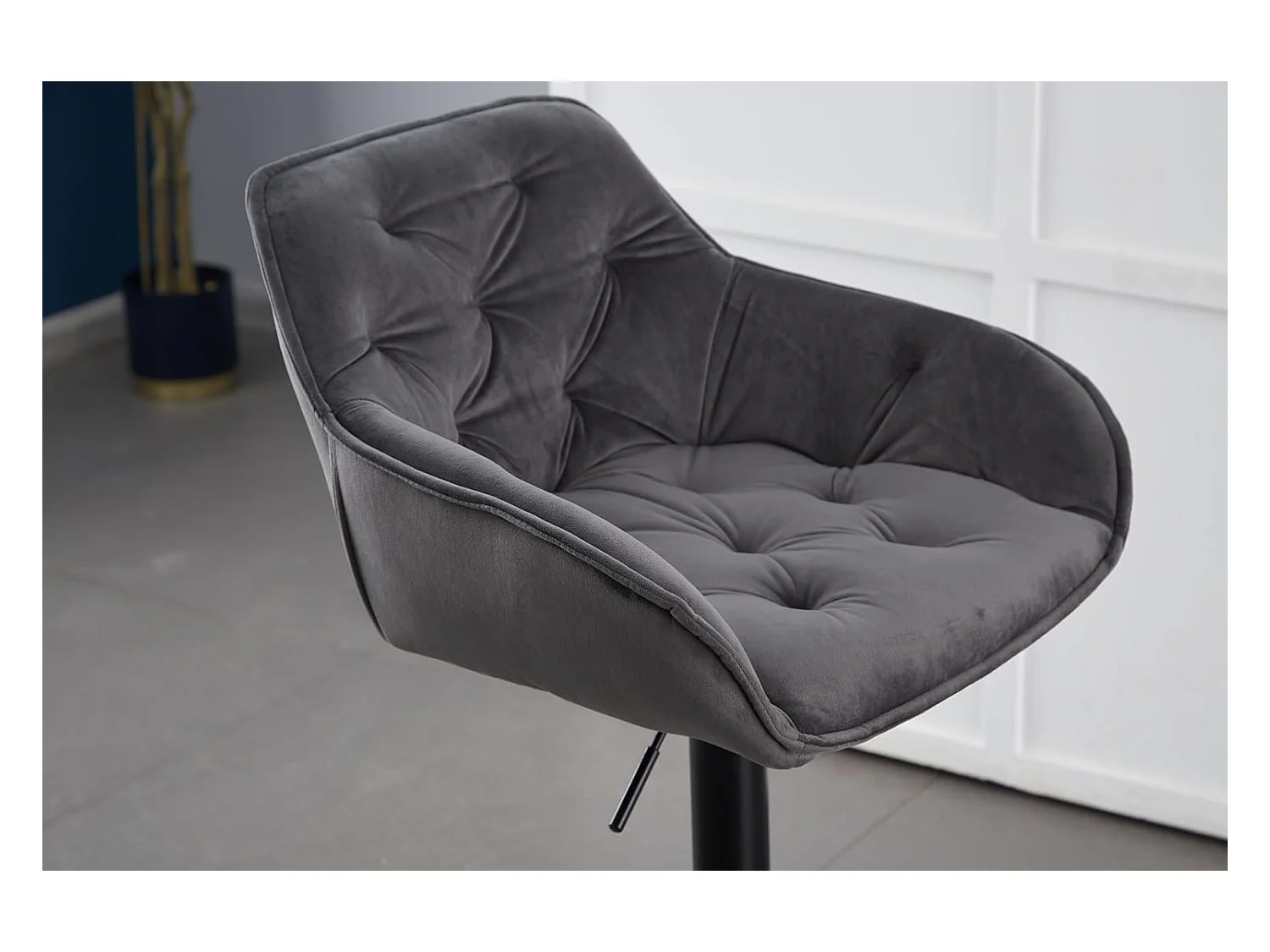 Lot de 2 Tabouret de Bar réglable en Hauteur Chaise Haute pour Bar avec Dossier siège rembouré en Velours Pied en métal (2, Gris)