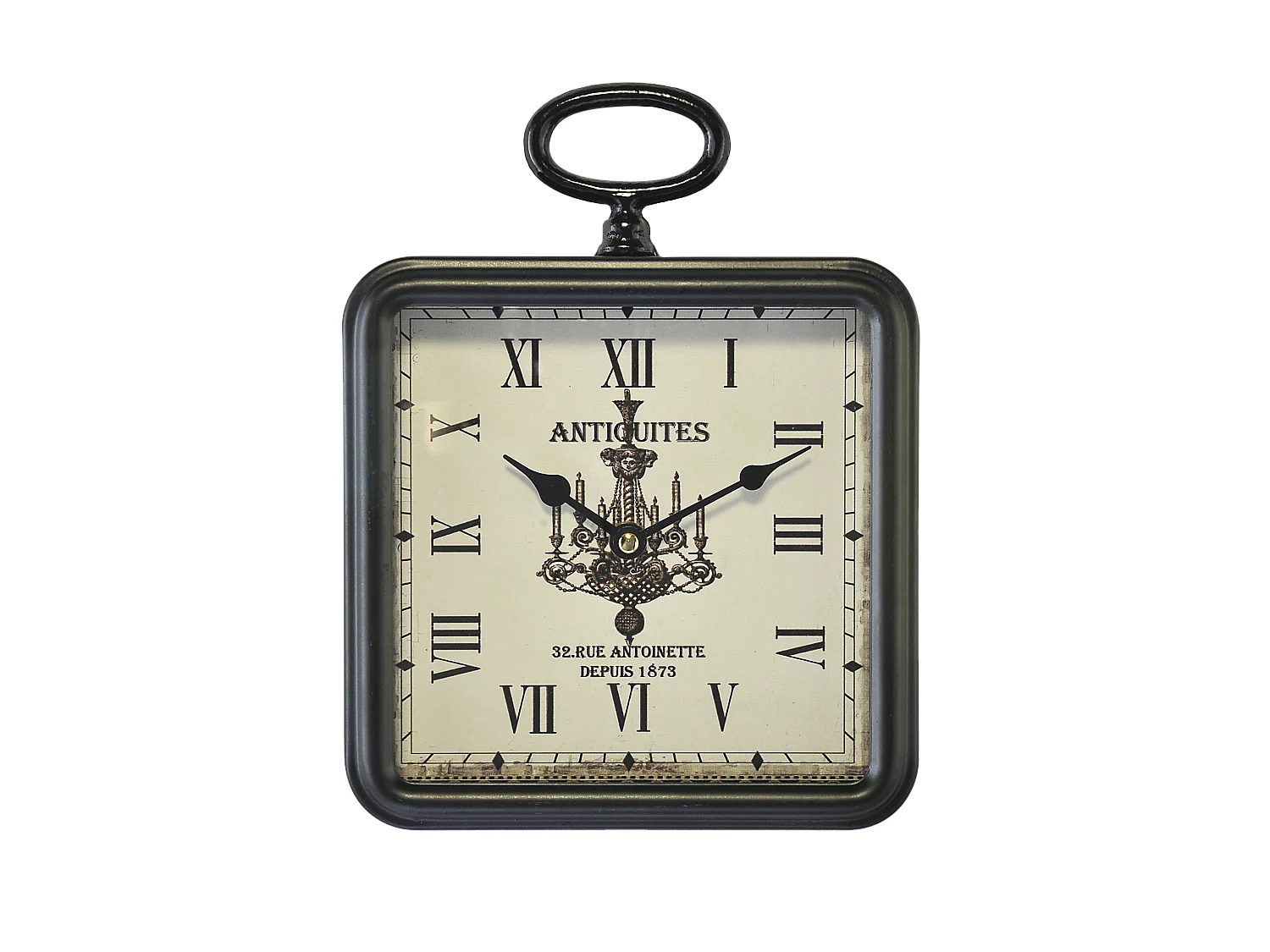Petite horloge carrée métal noir 20x26cm