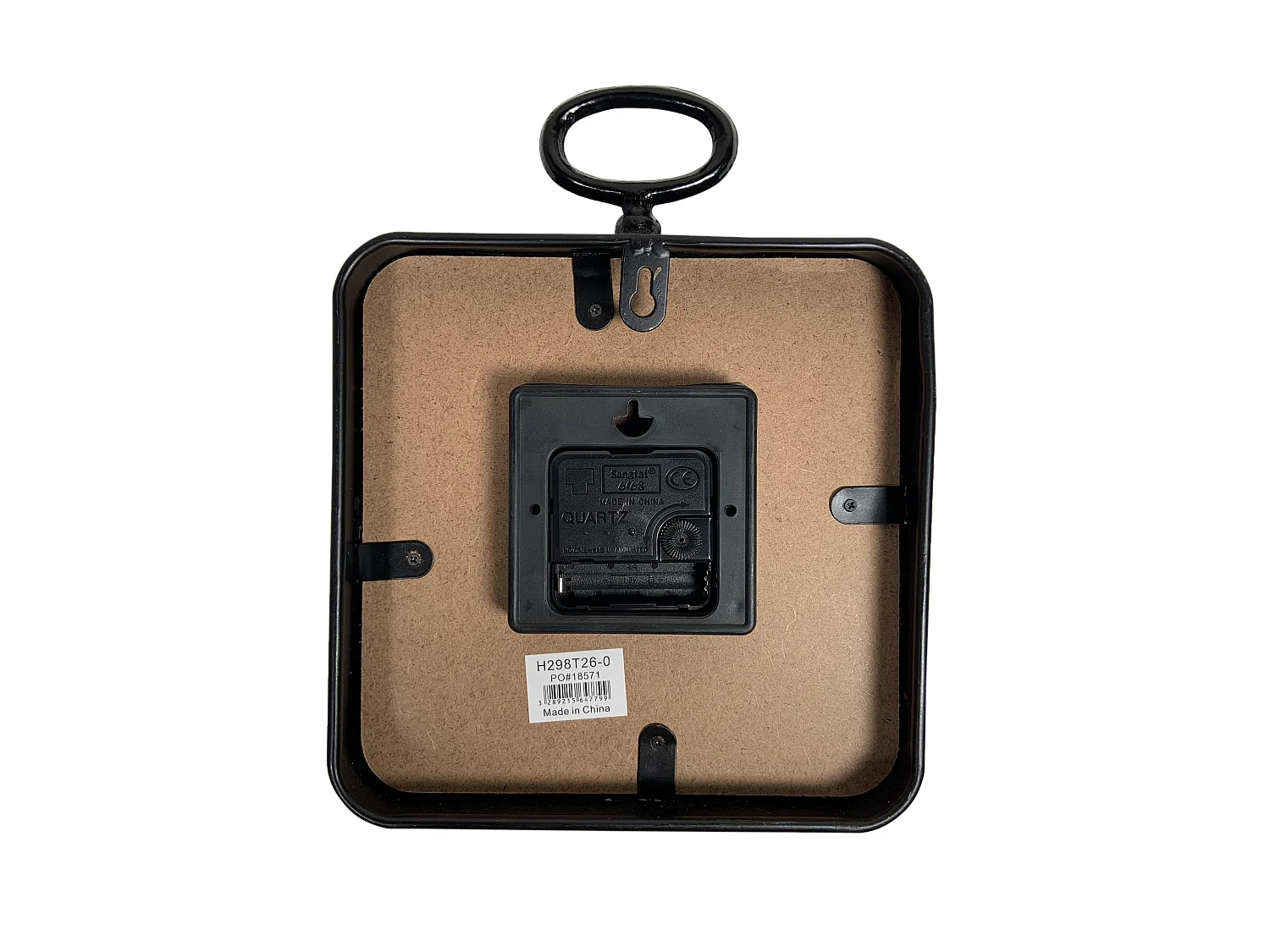 Petite horloge carrée métal noir 20x26cm