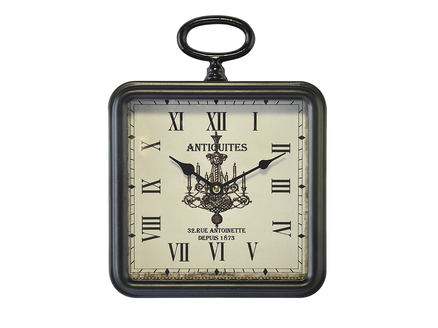 Petite horloge carrée métal noir 20x26cm