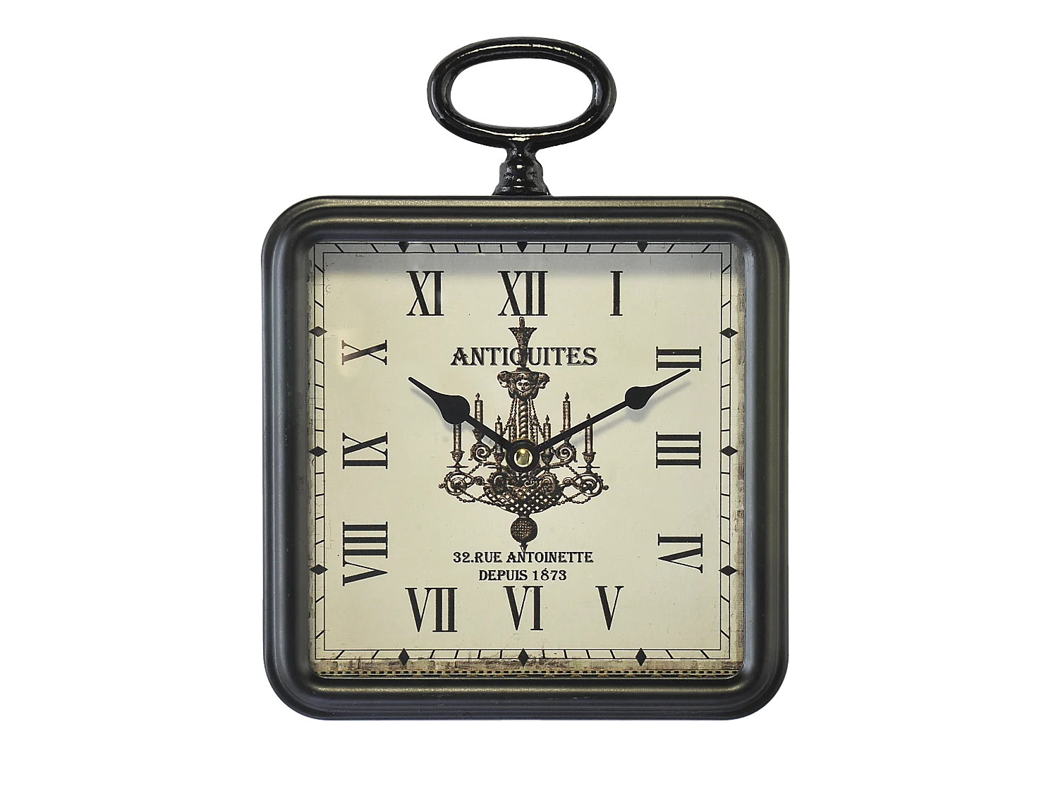 Petite horloge carrée métal noir 20x26cm