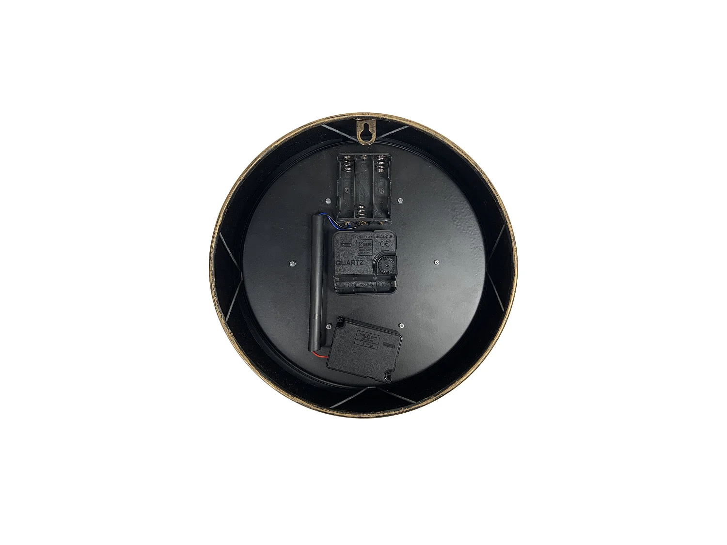 Horloge métal mécanismes noir contour doré 25x6x25cm