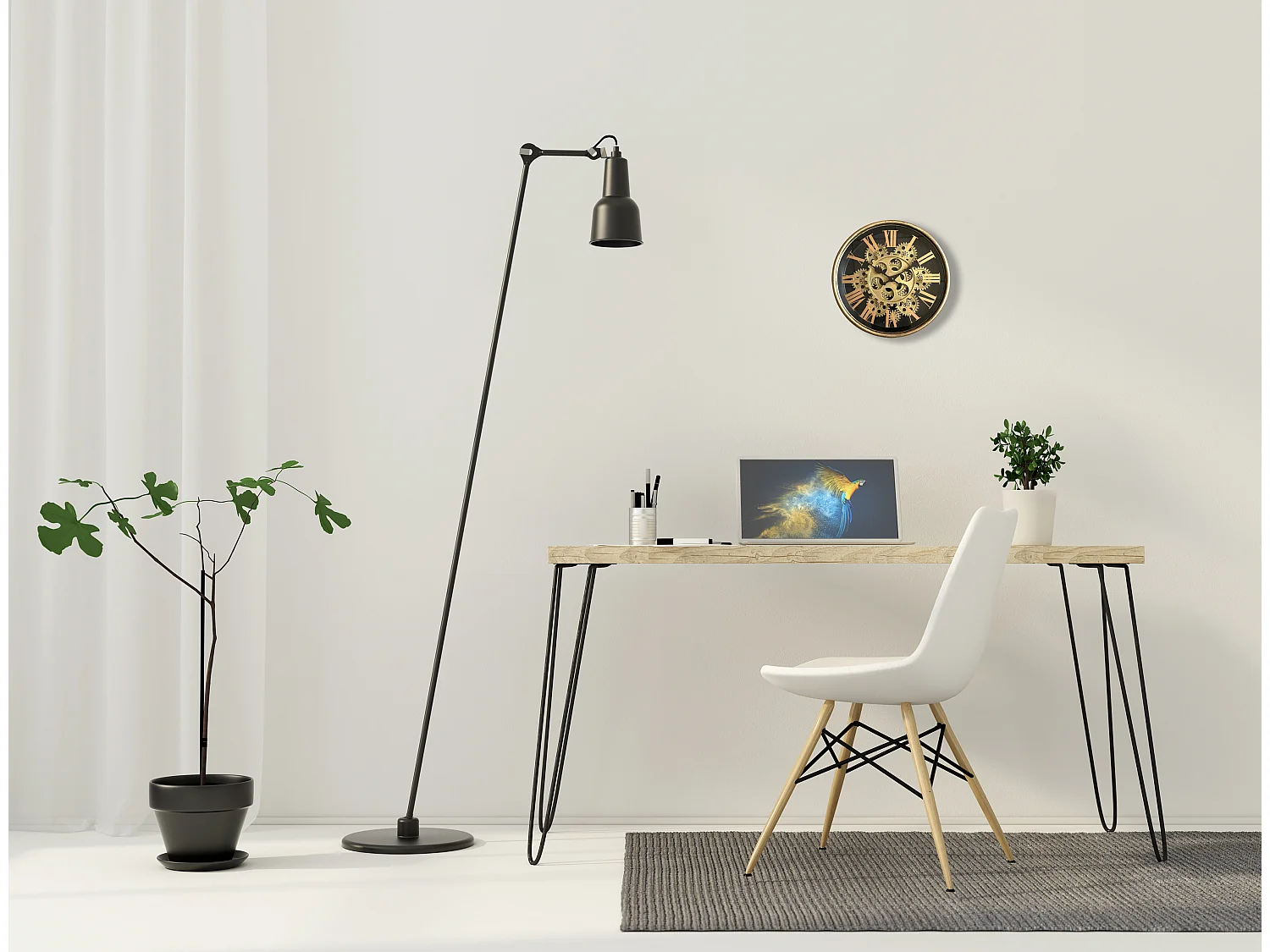 Horloge métal mécanismes noir contour doré 25x6x25cm