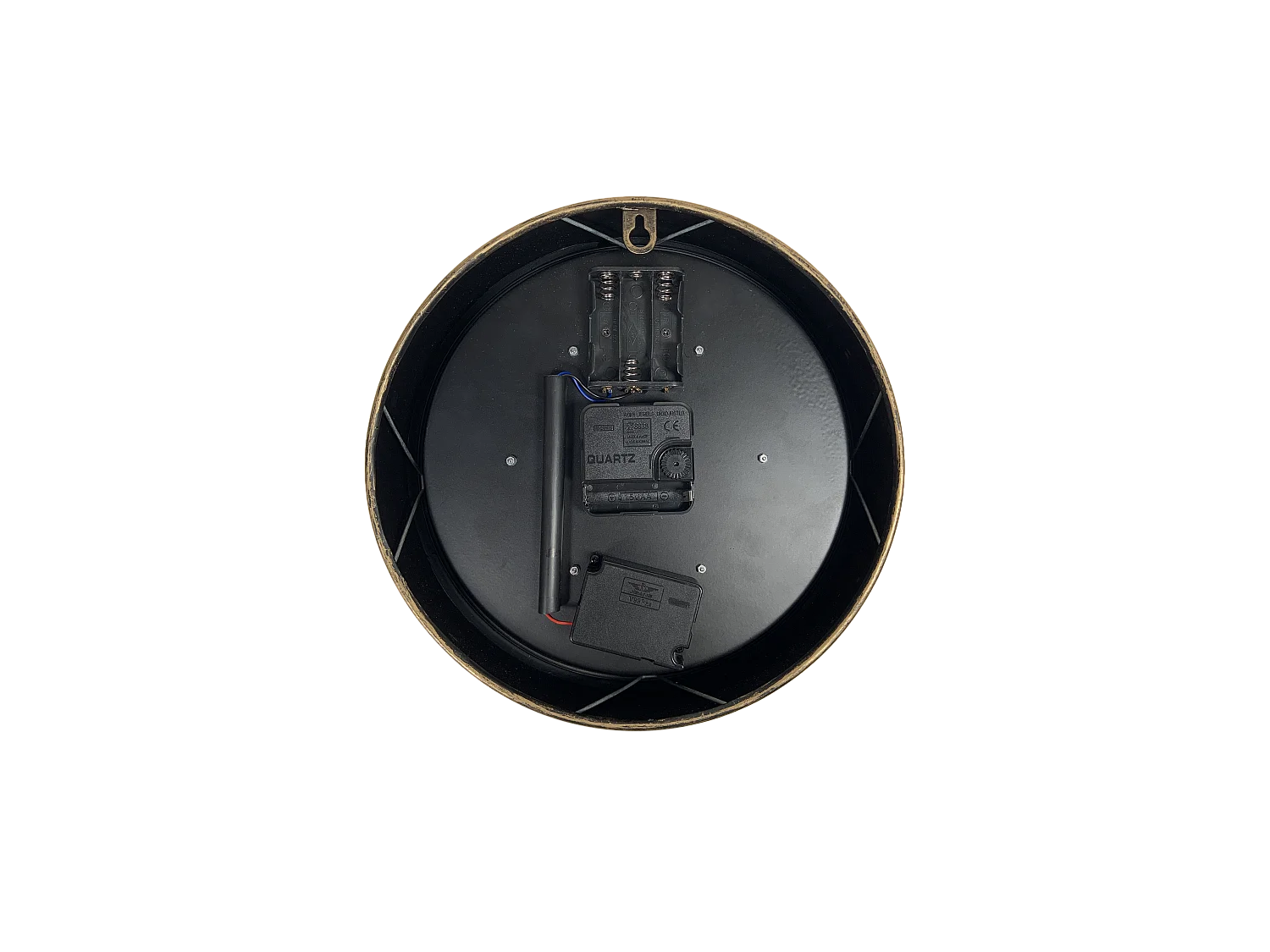 Horloge métal mécanismes noir contour doré 25x6x25cm