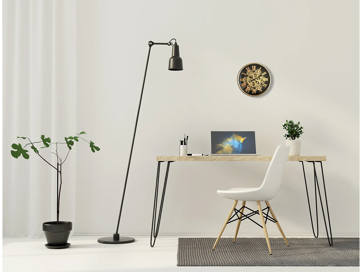 Horloge métal mécanismes noir contour doré 25x6x25cm