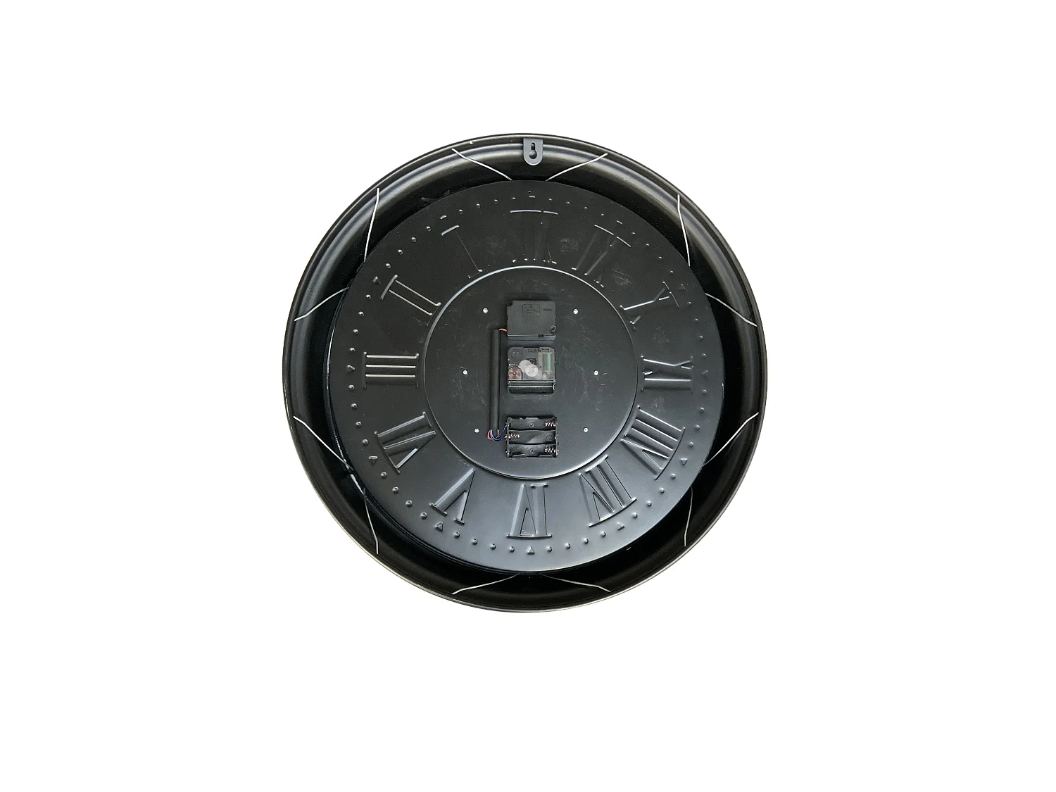 Horloge mécanismes noir fond argenté 52.5cm