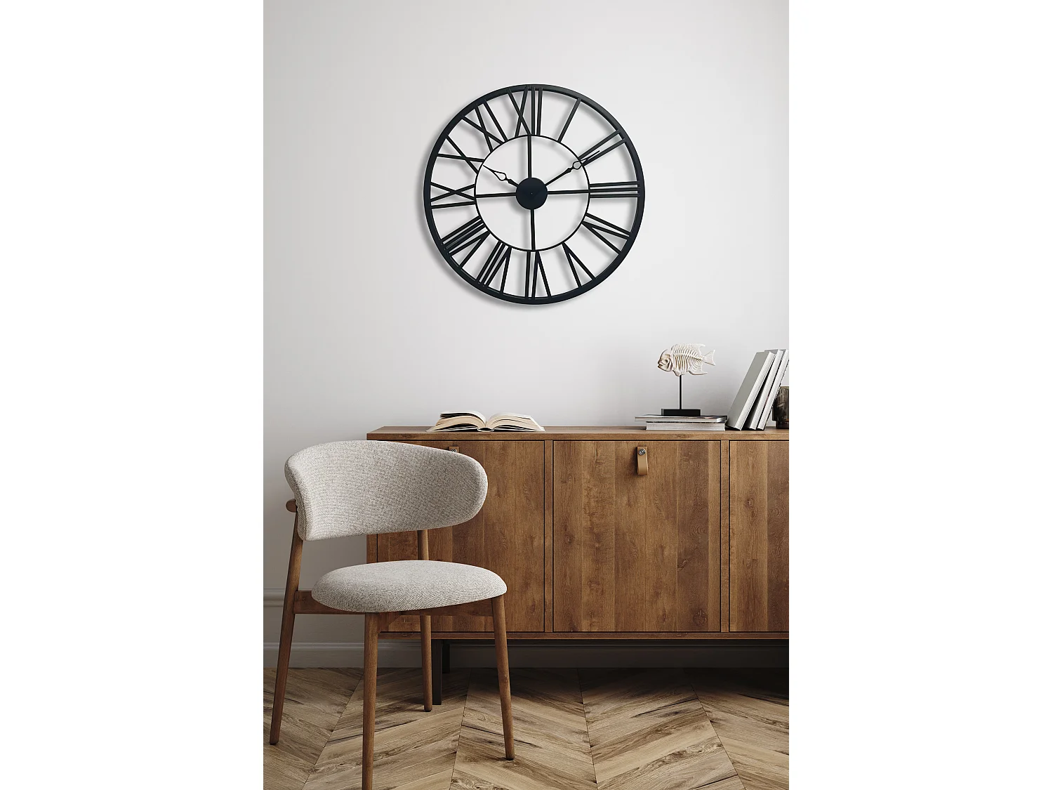 Horloge métal noir ajourée 65cm