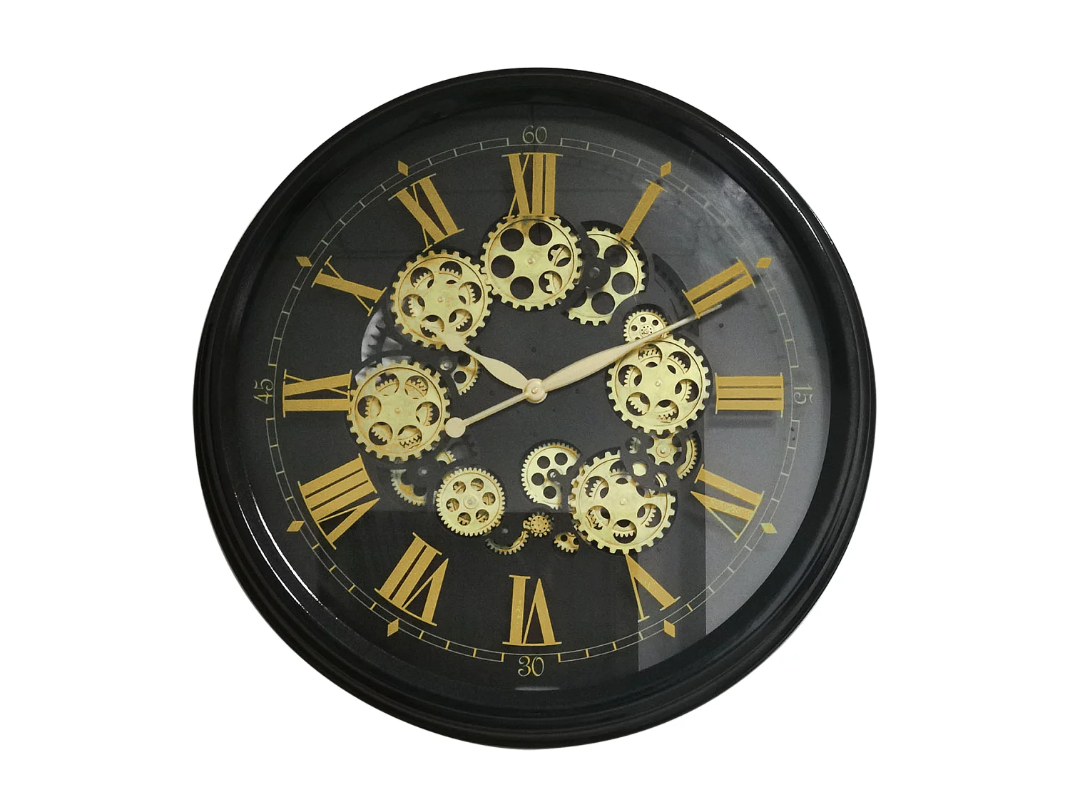 Horloge mécanismes noir et doré 80cm