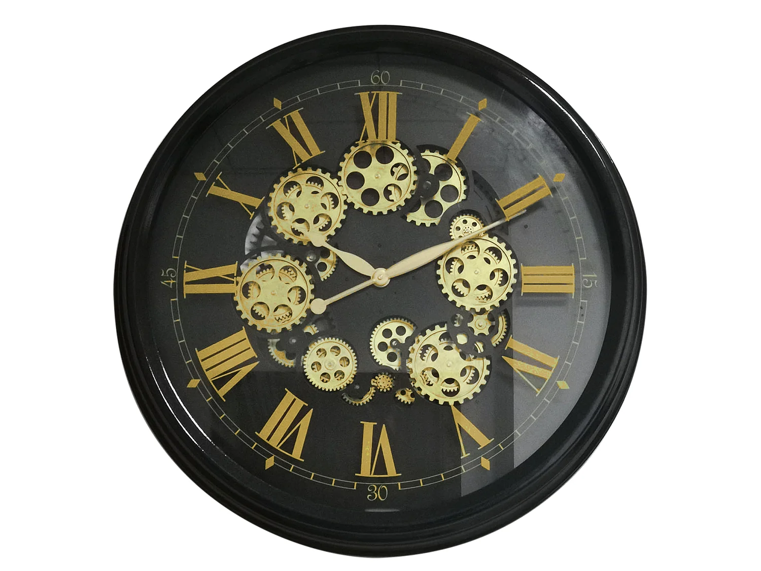 Horloge mécanismes noir et doré 80cm
