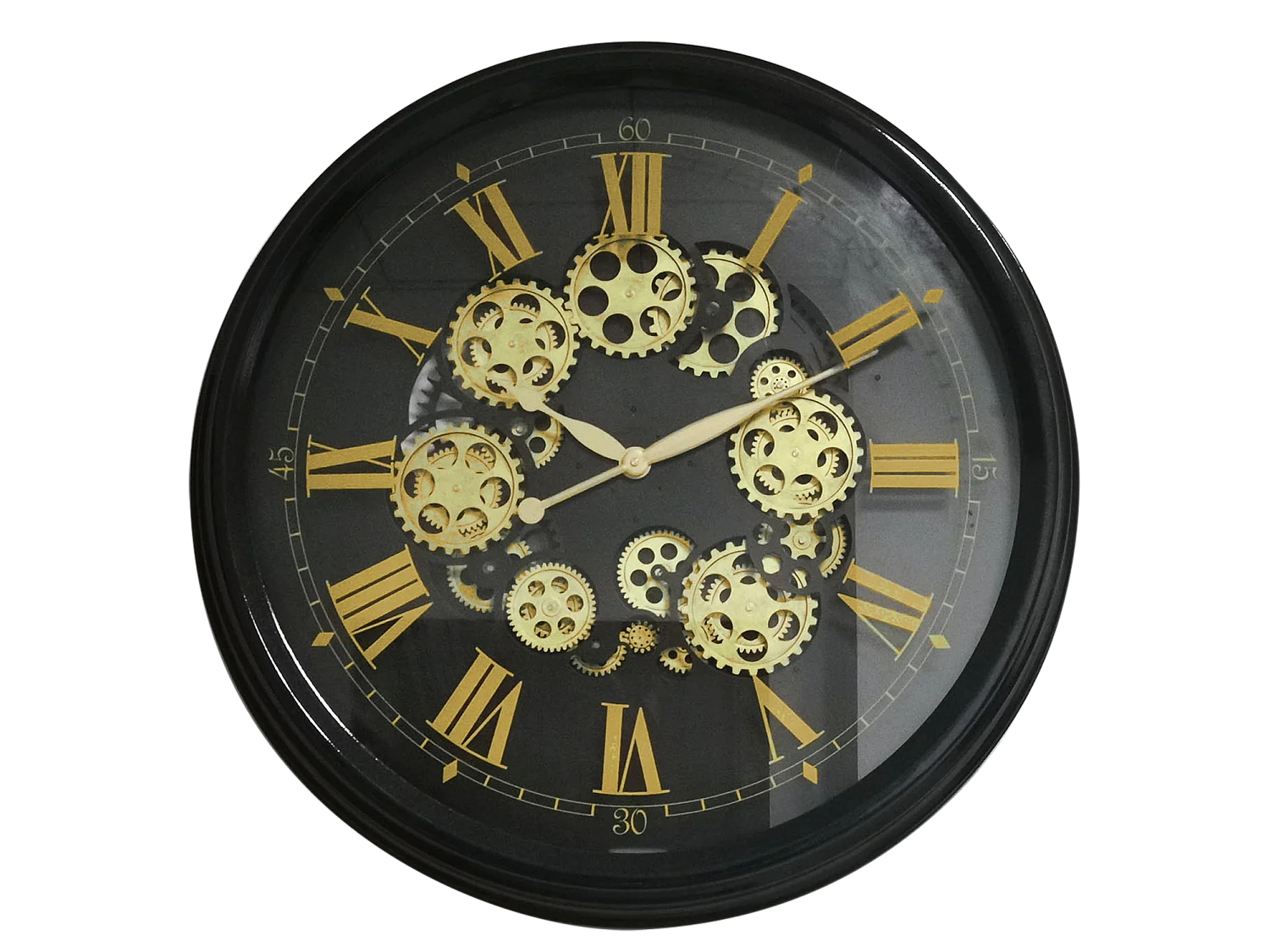 Horloge mécanismes noir et doré 80cm