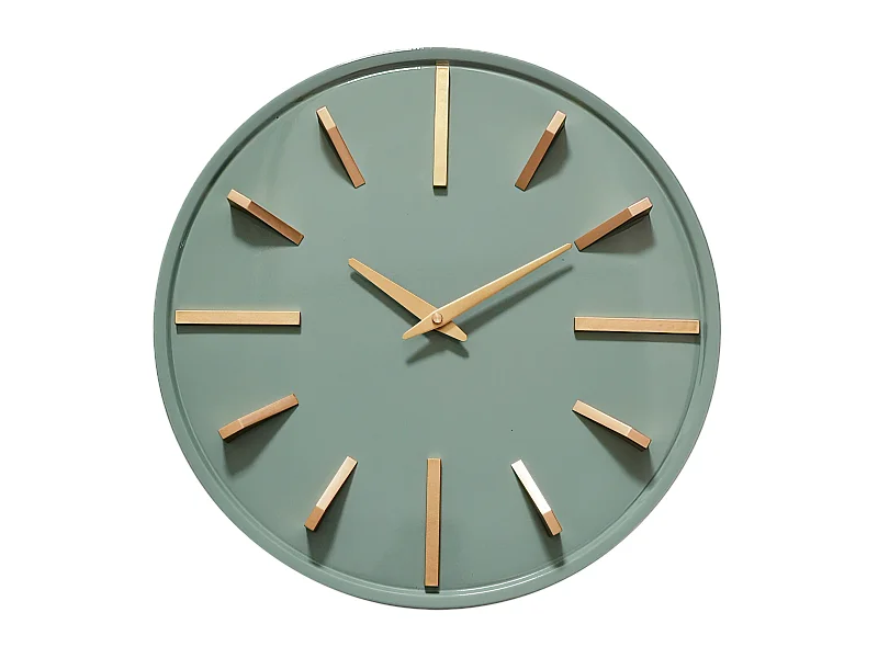 Horloge métal sauge et doré 38cm