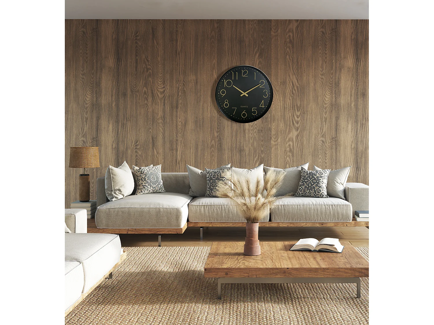 Horloge color block noir 30.5cm