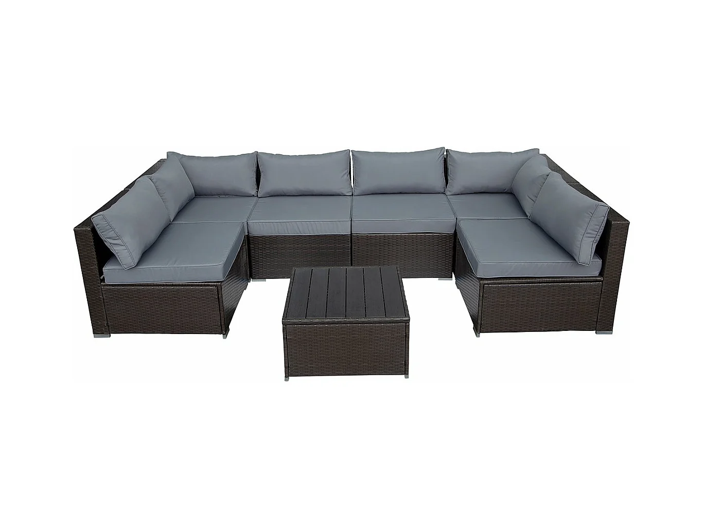 Salon de jardin panoramique en résine tressée "Océane" - 6 places - Marron