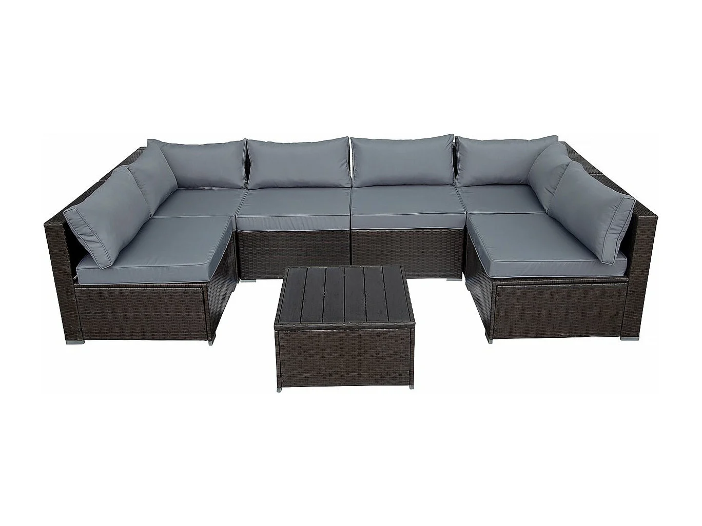 Salon de jardin panoramique en résine tressée "Océane" - 6 places - Marron