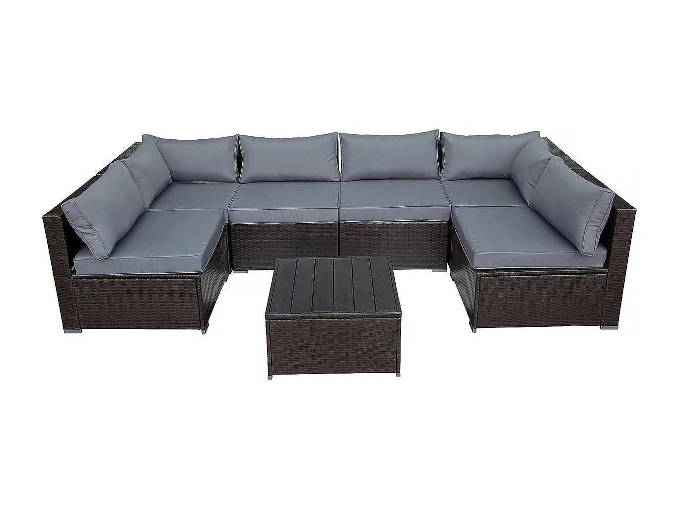 Salon de jardin panoramique en résine tressée "Océane" - 6 places - Marron