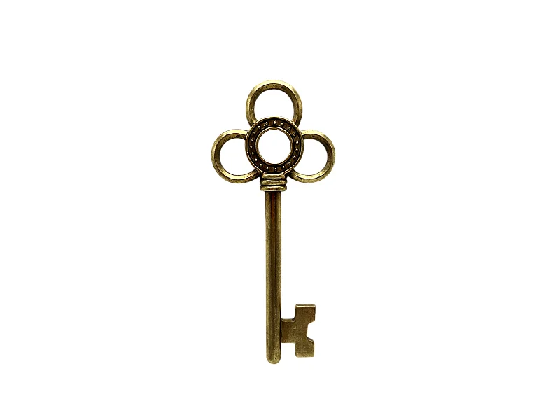 Déco murale clé trèfle doré 7.5x17.5cm