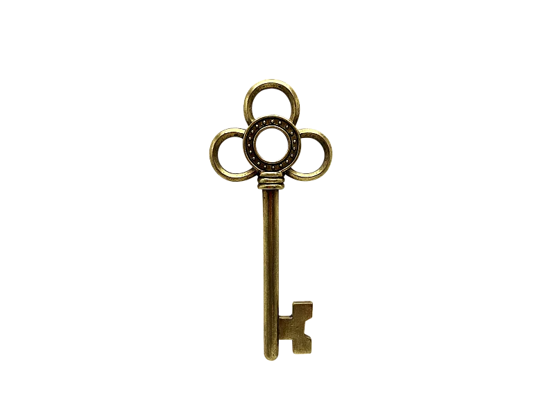 Déco murale clé trèfle doré 7.5x17.5cm