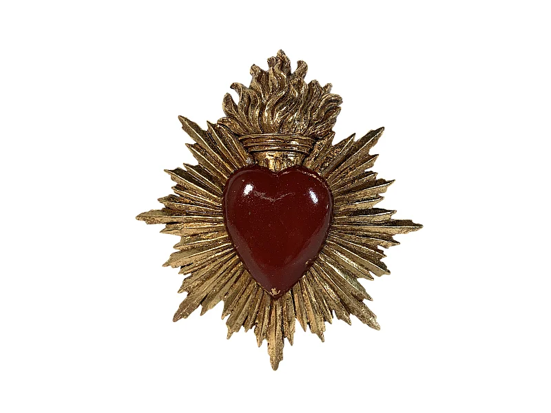 Déco murale ex-voto coeur rouge 15x17cm