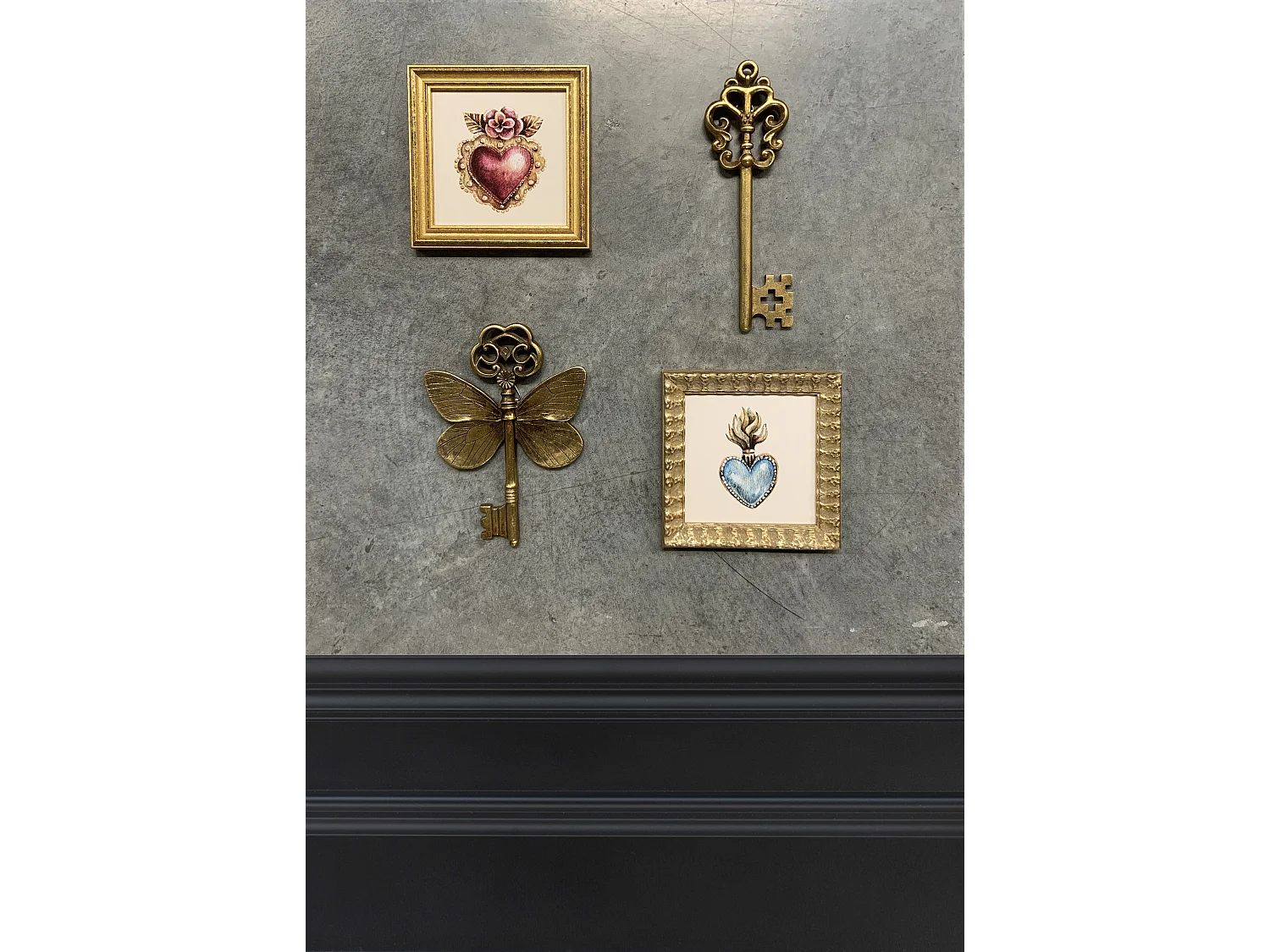 Déco murale clé doré 6.5x17.5cm