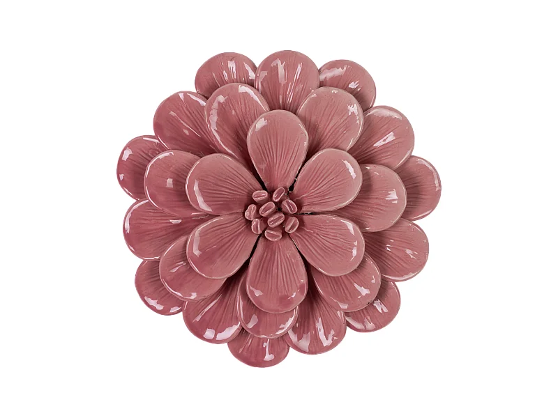 Déco murale fleur céramique rose 20.7cm
