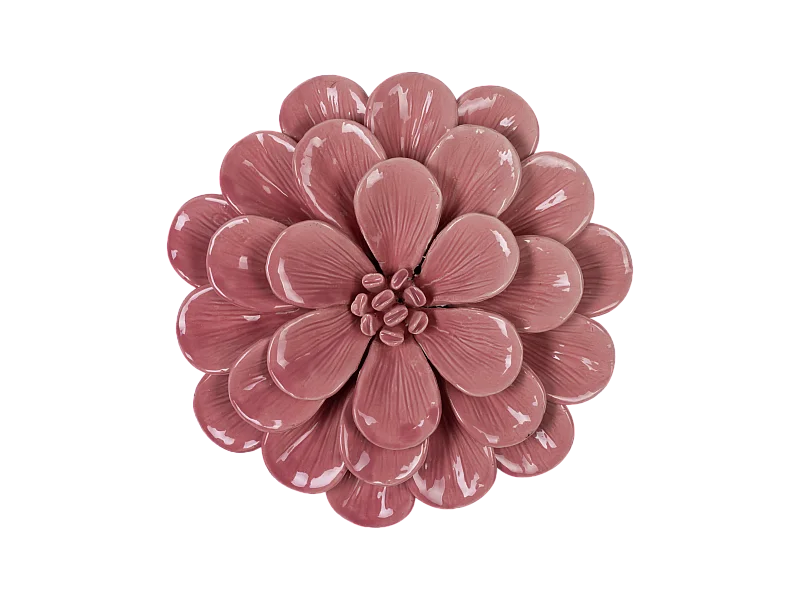 Déco murale fleur céramique rose 20.7cm