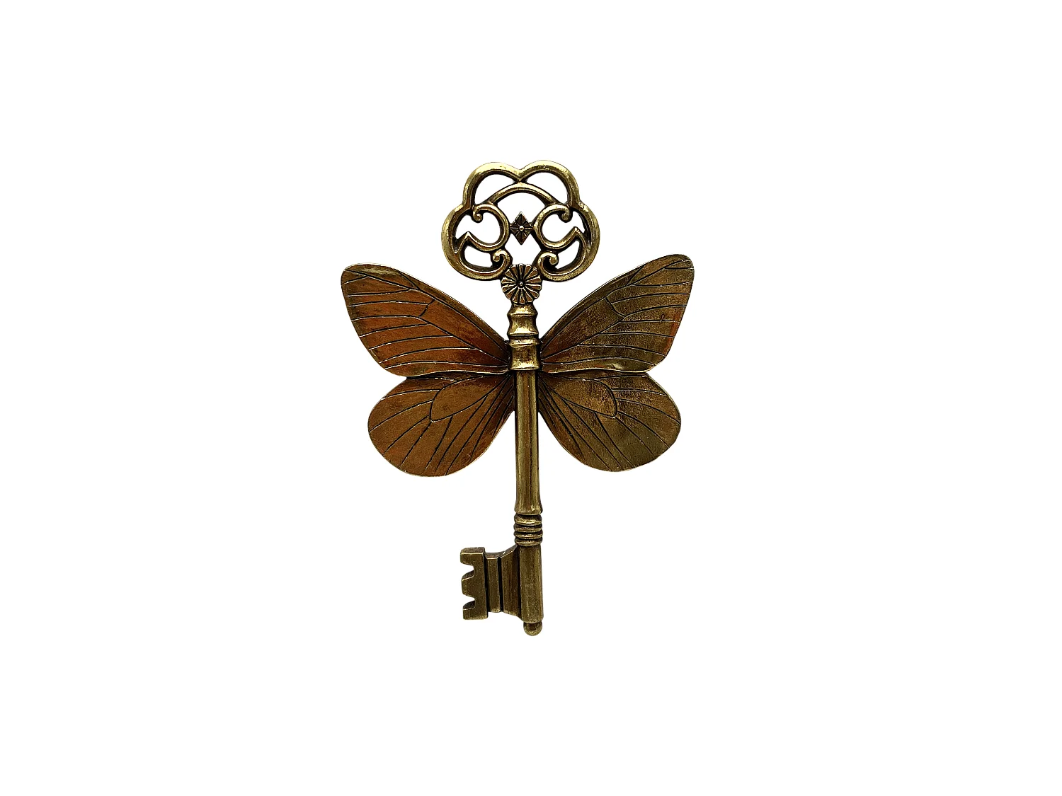 Déco murale clé ailes doré 10.8x15cm