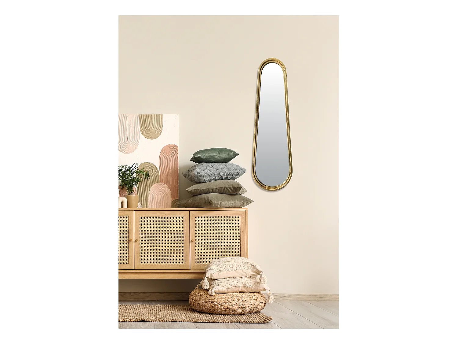 Miroir métal doré long 30x100cm