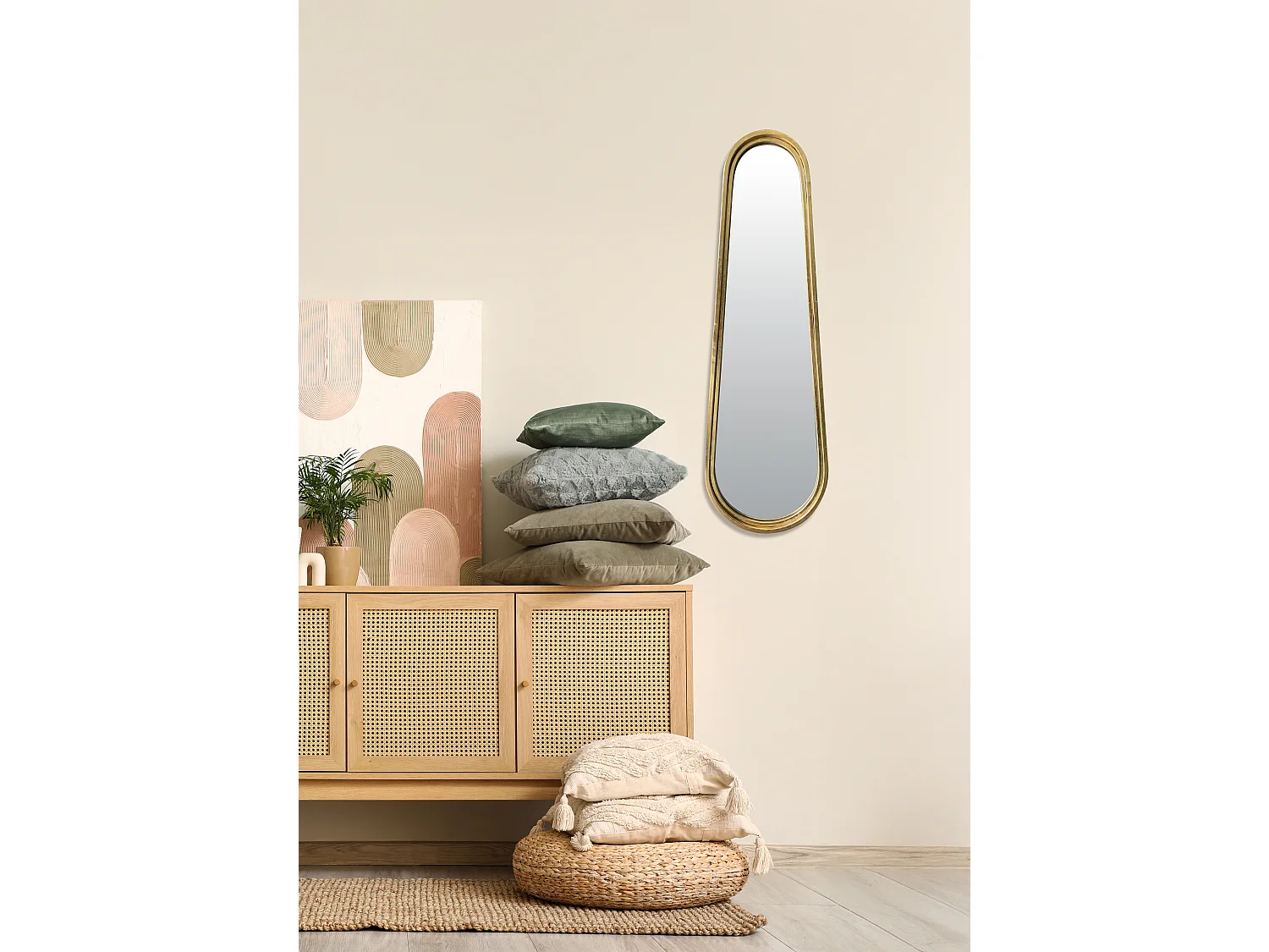 Miroir métal doré long 30x100cm