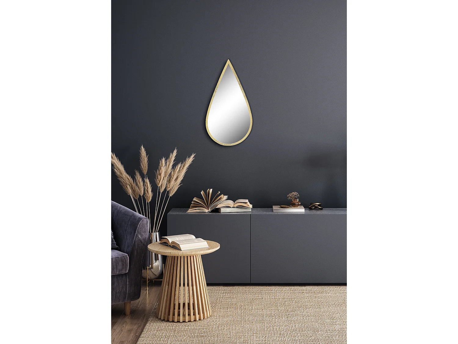 Miroir goutte métal doré 24.5x44.5cm