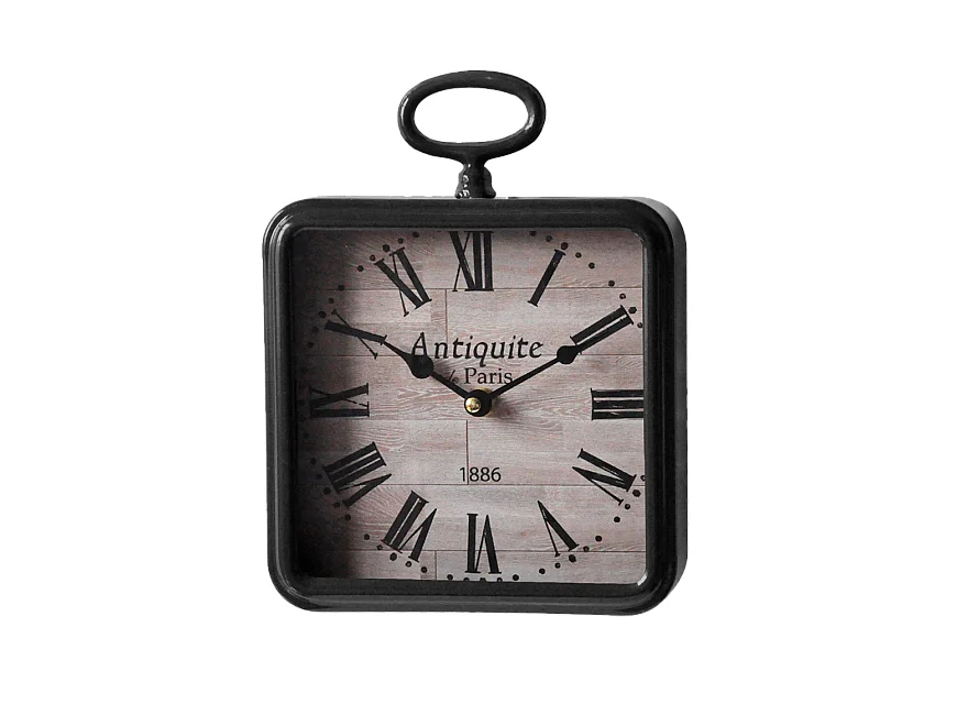 Petite horloge carrée métal noir 26x20cm
