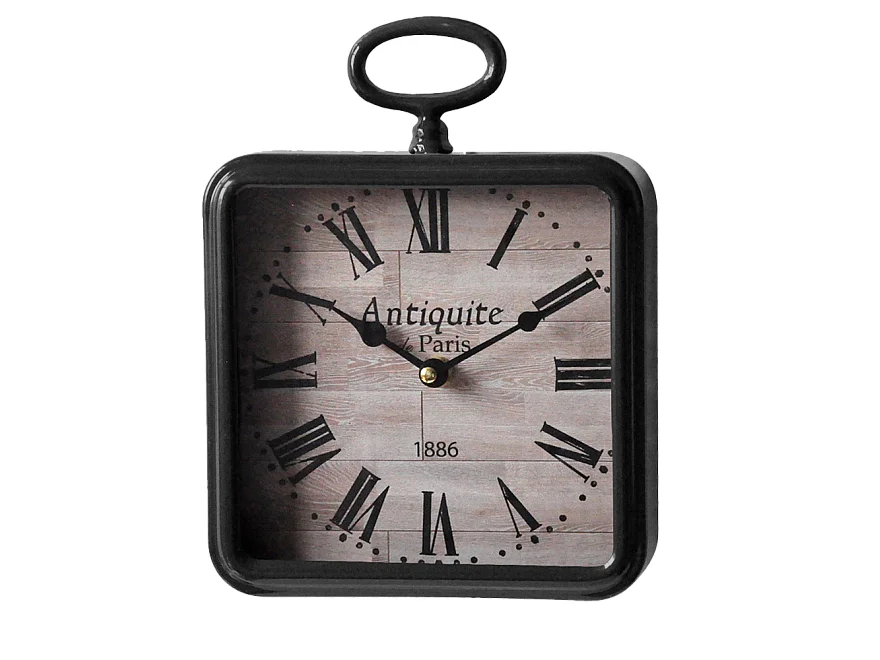 Petite horloge carrée métal noir 26x20cm