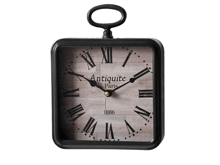 Petite horloge carrée métal noir 26x20cm