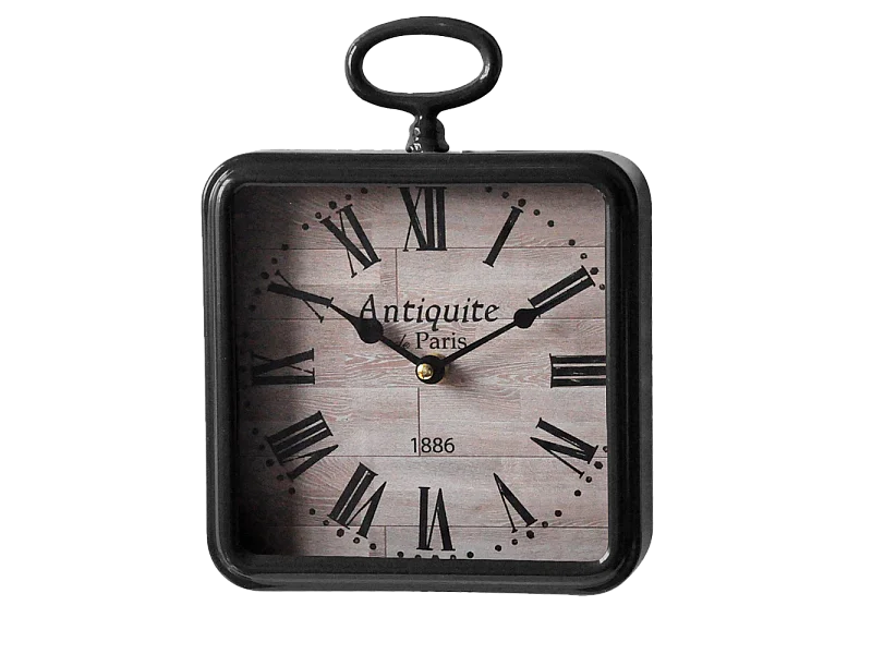 Petite horloge carrée métal noir 26x20cm