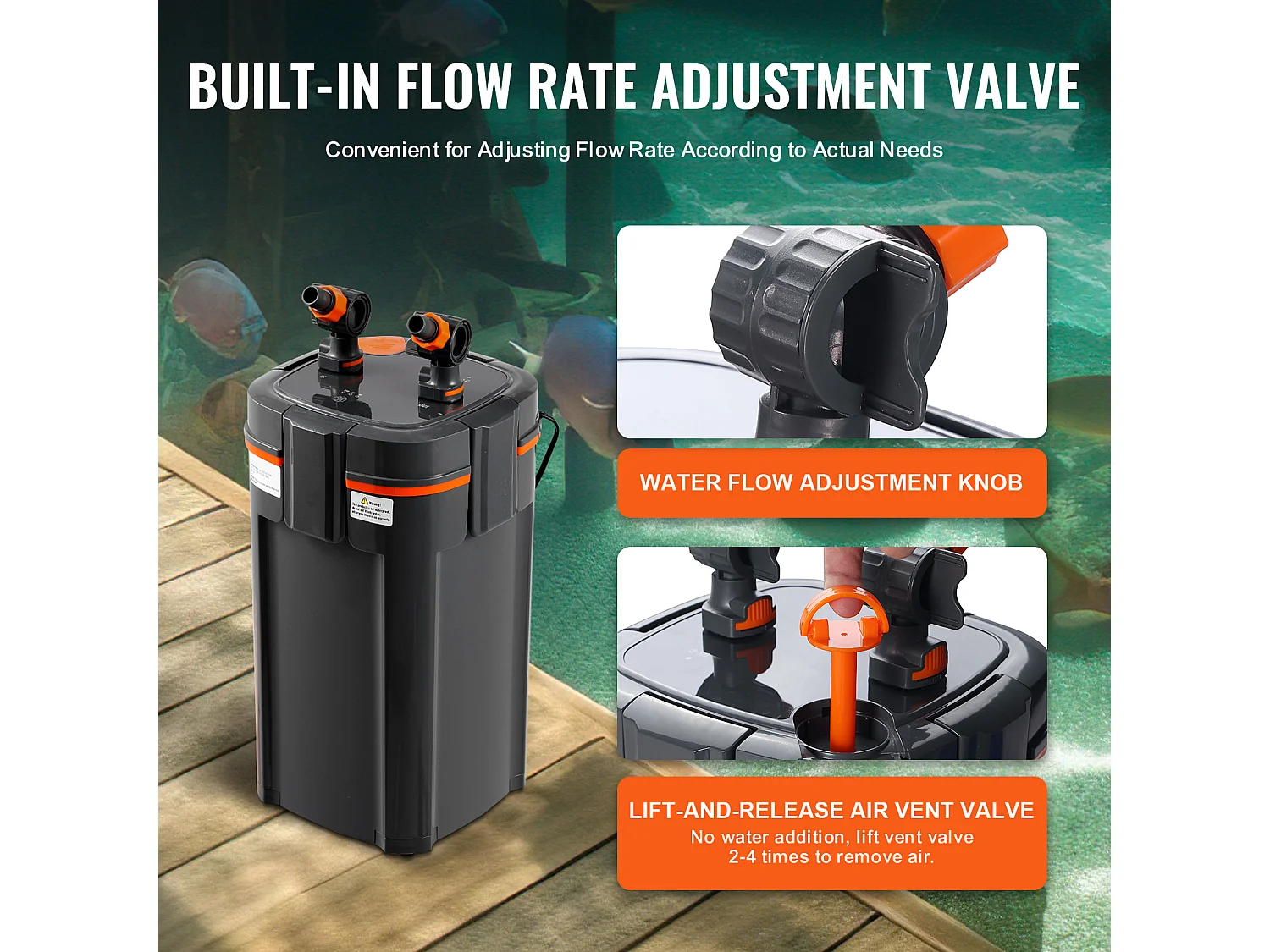 Filtre SucceBuy Filtre à Cartouche pour Aquarium de 235 Gallons, Lampe UV de 25 W, Aquarium Silencieux