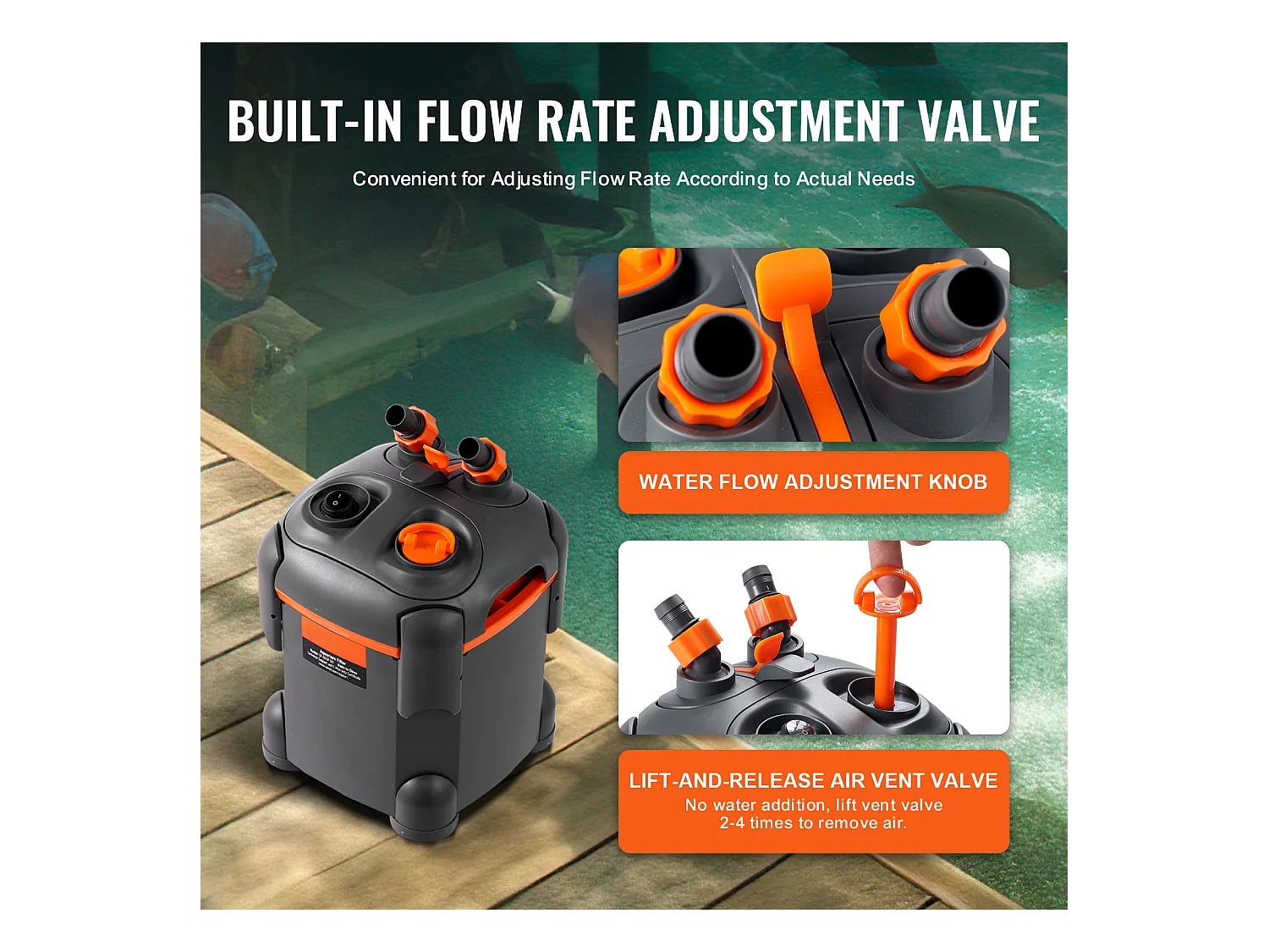 Filtre SucceBuy Filtre à Cartouche pour Aquarium de 30 Gallons, Lampe UV 8 W, Aquarium Silencieux